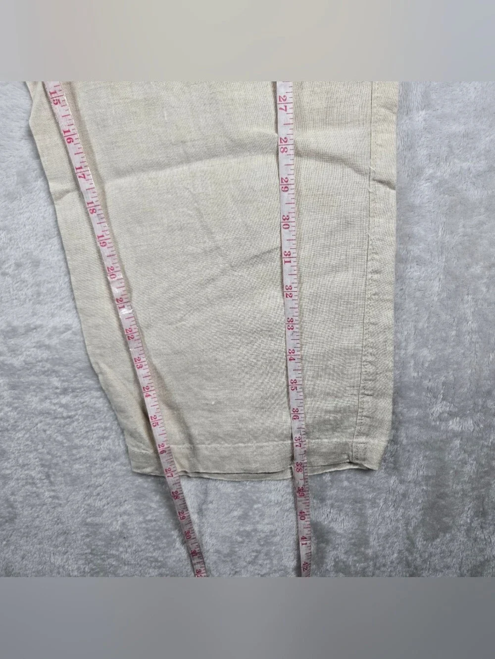 Tasso Elba 100% Linen Casual Pants Mens Size 38x28 Beige Flat Front Drawsting